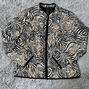 RQT Zebra Print Zip Up Quilted Jacket, Size L